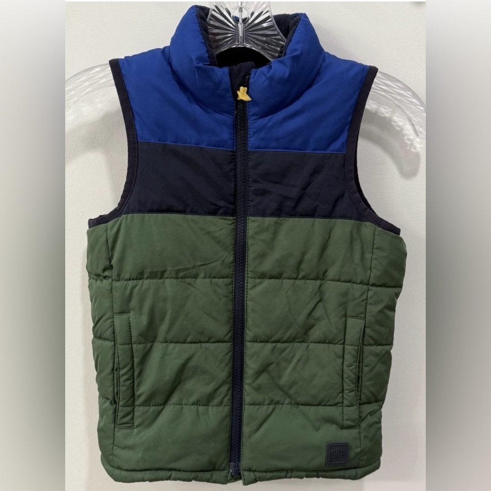 Kids Puffer Vest Gap XS (4-5) Lined Navy Blue Green Colorblock Never Worn NWOT